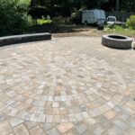 stone patio with fire pit, residential Hudson Valley, NY