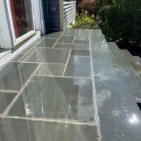 Hudson Valley masonry; stone front patio